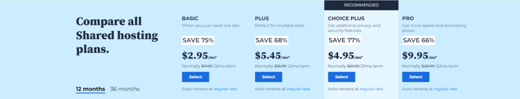 Bluehost-pricing