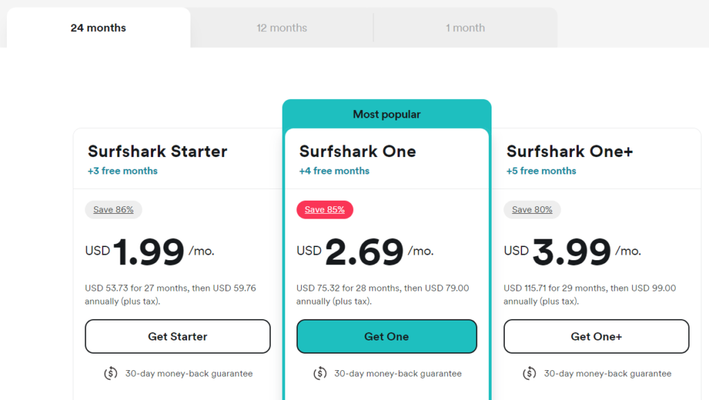 Cyber monday deal on Surfshark pricing
